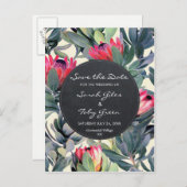 Tropenpalme blühende Save the Date Postkarte (Vorne/Hinten)