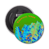 Tropenpalmen farbenfroh grün und blau flaschenöffner (Vorderseite)