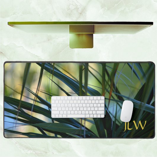 Tropenpalmen Grün Gelb Blauer Naturschutz Schreibtischunterlage