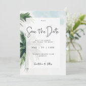 Tropenpalmen Save the Date Karte (Stehend Vorderseite)
