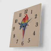 Tropenpapagei Quadratische Wanduhr (Winkel)