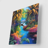 Tropenparadies II Quadratische Wanduhr (Winkel)