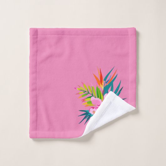 Tropenrosa Aquamarin grün Badhandtuch Set (Waschlappen)