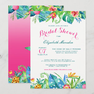 Tropenrosa Aquamarines florales Ombre Brautparty Einladung