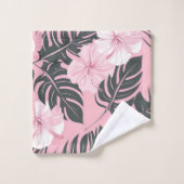Tropenrosa Blume Badhandtuch Set (Waschlappen)