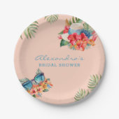 Tropenrosa Blume Beach Brautparty Pappteller (Vorderseite)