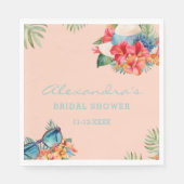 Tropenrosa Blume Beach Brautparty Serviette (Vorderseite)