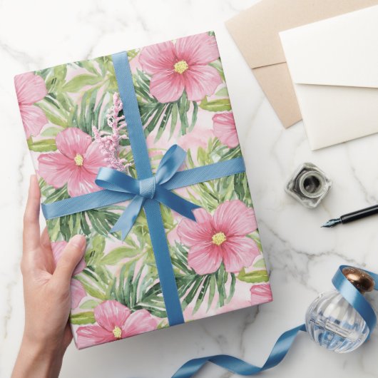 Tropenrosa Blume Brautparty Geschenkpapier (Schenken)