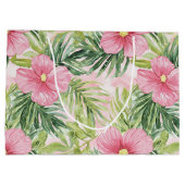 Tropenrosa Blume Brautparty Große Geschenktüte (Rückseite)