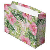 Tropenrosa Blume Brautparty Große Geschenktüte (Rückseite Schrägansicht)