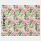 Tropenrosa Blume Fleecedecke (Vorderseite (Horizontal))