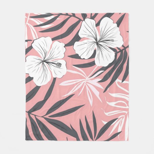Tropenrosa Blume Fleecedecke (Vorderseite)