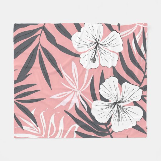 Tropenrosa Blume Fleecedecke (Vorderseite (Horizontal))