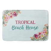 Tropenrosa Blume Floral Botanisches Beach House Badematte (Vorderseite)