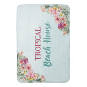 Tropenrosa Blume Floral Botanisches Beach House Badematte (Vorderseite Vertikal)