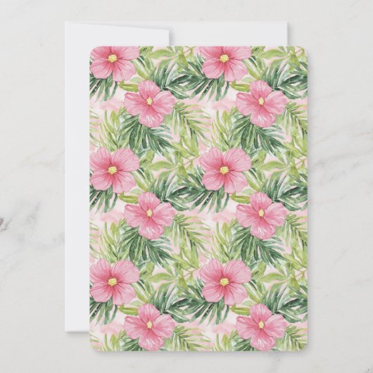 Tropenrosa Blume Geburtstag Einladung (Rückseite)
