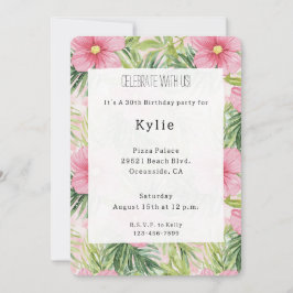 Tropenrosa Blume Geburtstag Einladung
