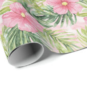 Tropenrosa Blume Geschenkpapier (Rolleneckpunkt)