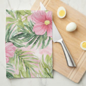 Tropenrosa Blume Geschirrtuch (Viertel Falte)