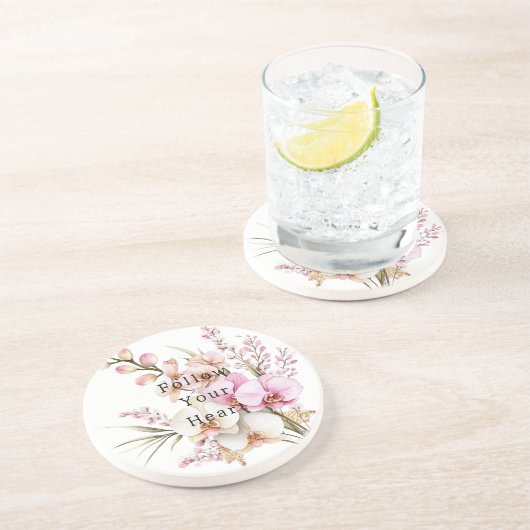 Tropenrosa Blume Getränkeuntersetzer (Seite)