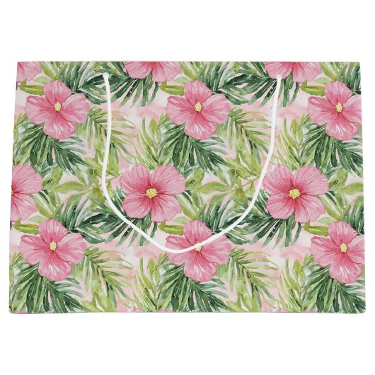 Tropenrosa Blume Große Geschenktüte (Vorderseite)