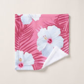Tropenrosa Blume Hibiskus Badhandtuch Set (Waschlappen)