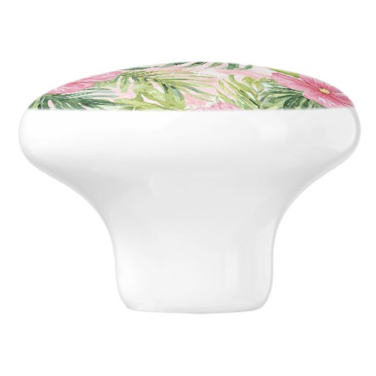 Tropenrosa Blume Keramikknauf (Seitenansicht)