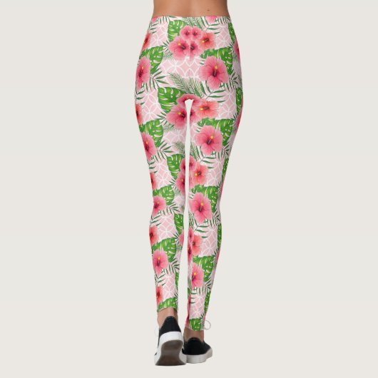 Tropenrosa Blume Leggings (Rückseite)