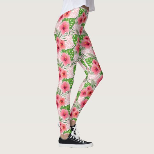 Tropenrosa Blume Leggings (Rechts)
