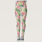 Tropenrosa Blume Leggings (Vorderseite)