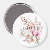 Tropenrosa Blume Magnet (Vorderseite/Rückseite)