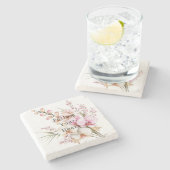 Tropenrosa Blume Steinuntersetzer (Seitenansicht)