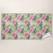 Tropenrosa Blume Strandtuch (Vorderseite)