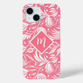 Tropenrosa Blumenmuster Diamond Monogram Case-Mate iPhone Hülle