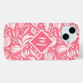 Tropenrosa Blumenmuster Diamond Monogram Case-Mate iPhone Hülle (Rückseite (Horizontal))