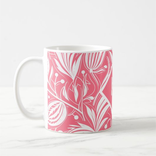Tropenrosa Blumenmuster Diamond Monogram Kaffeetasse (Links)