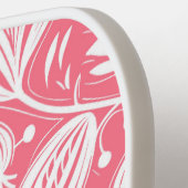 Tropenrosa Blumenmuster Diamond Monogram Pickleball Schläger (Linke Seite)