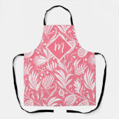 Tropenrosa Blumenmuster Diamond Monogram Schürze (Vorderseite)