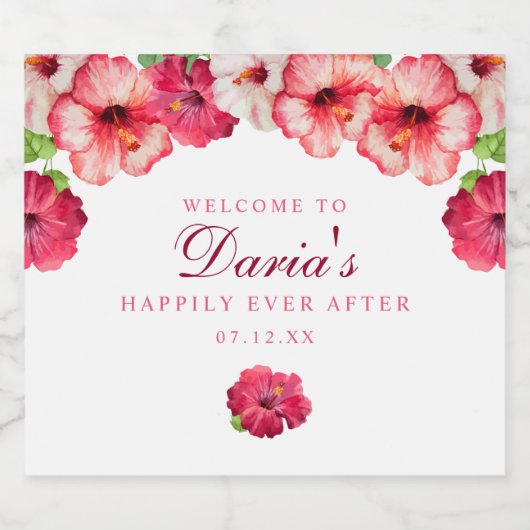 Tropenrosa Blumensiegel Alkoholflaschenetikett (Einzelnes Label)