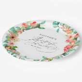 Tropenrosa Brautparty Pappteller (Schrägansicht)