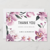 Tropenrosa, elegante Orchideen, floral Danke Einladung (Vorderseite)