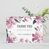 Tropenrosa, elegante Orchideen, floral Danke Einladung (Stehend Vorderseite)