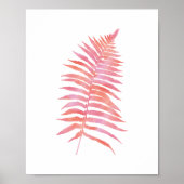 Tropenrosa Fern Leaf Aquarellkunst Drucken Poster (Vorne)