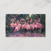 Tropenrosa Flamingos Set gegen üppig grünes Visitenkarte (Rückseite)
