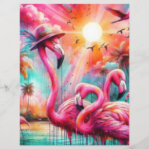 Tropenrosa Flamingos Sunset Scrapbook Paper