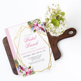 Tropenrosa Floral Gold Geometric Bridal Brunch Einladung