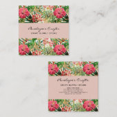 Tropenrosa Floral Square Business Card Quadratische Visitenkarte (Vorne/Hinten)