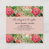 Tropenrosa Floral Square Business Card Quadratische Visitenkarte (Rückseite)