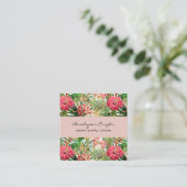 Tropenrosa Floral Square Business Card Quadratische Visitenkarte (Stehend Vorderseite)