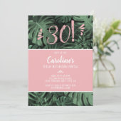 Tropenrosa Geburtstagsparty Einladung (Stehend Vorderseite)